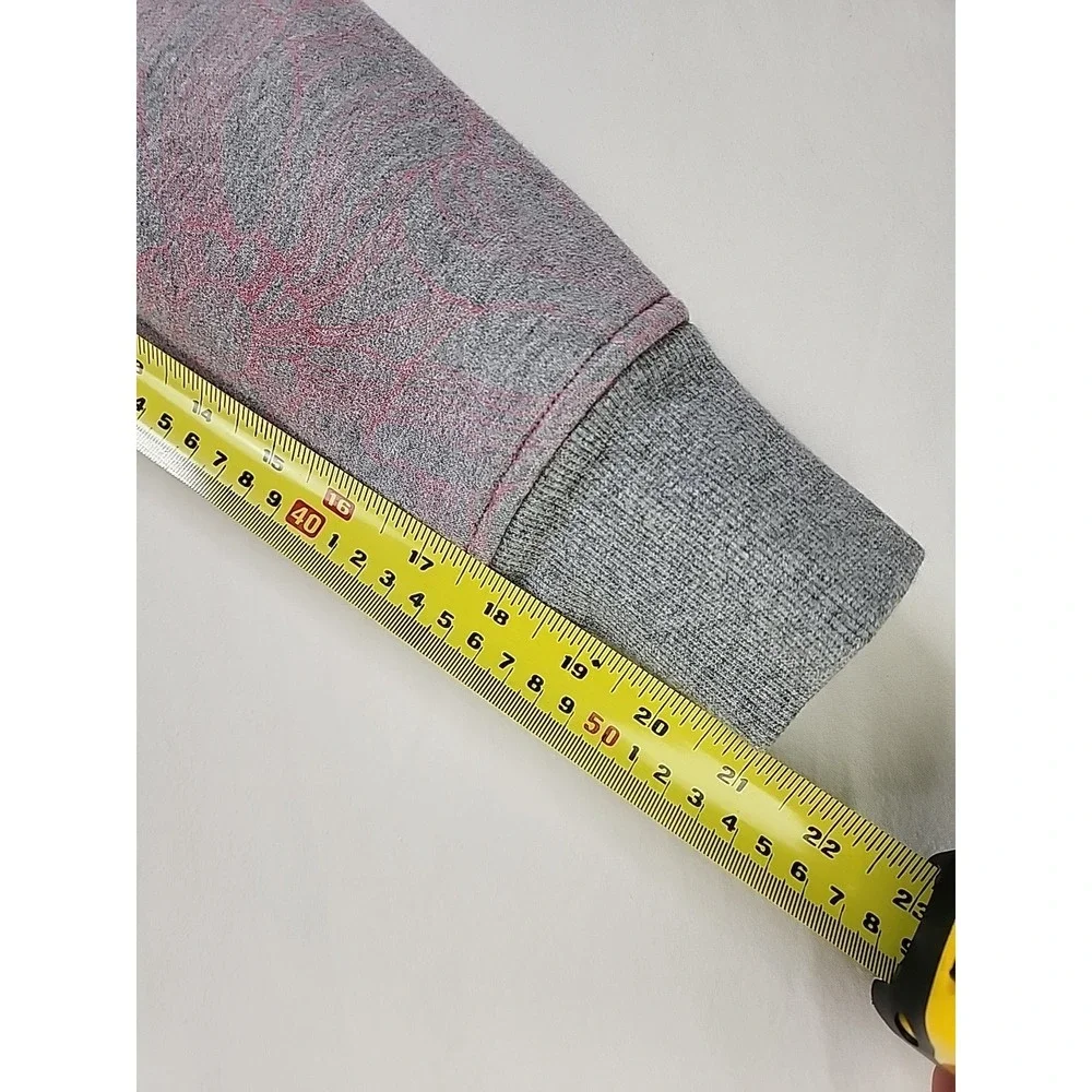 Lululemon Womens Hoodie Size 6 Pink and Gray Flower Motif Long Sleeve Zip Up - Picture 12 of 13